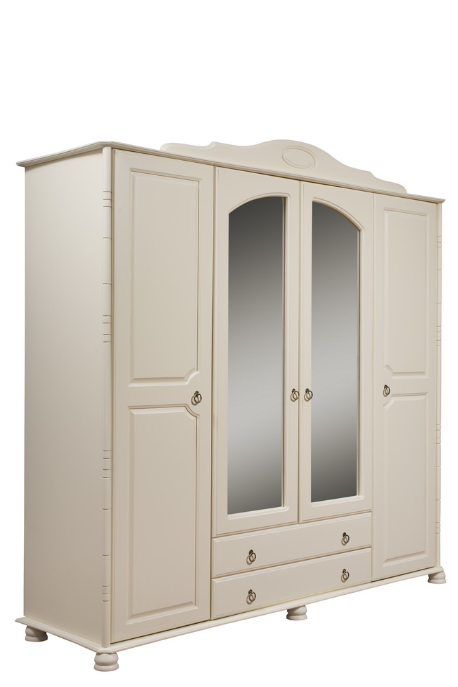 Шкаф с 2 ящиками и зеркалом Айно 4-створчатый