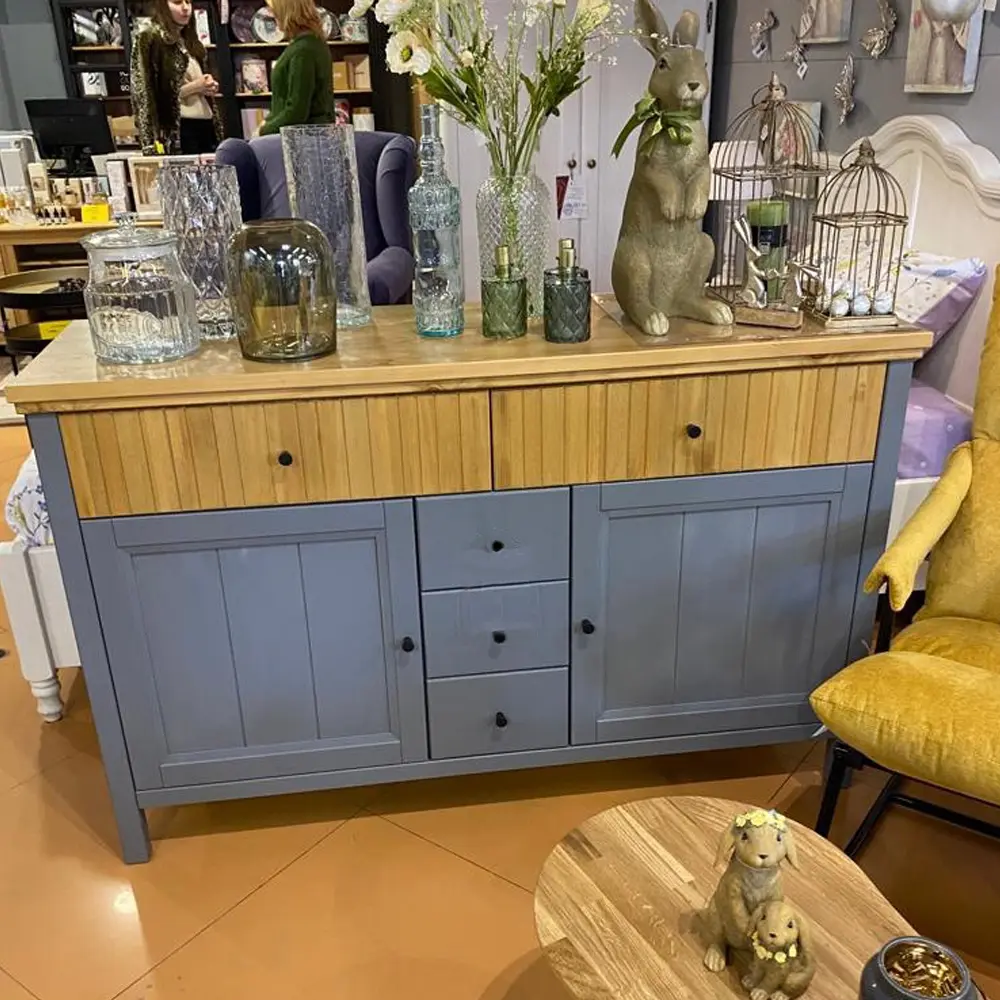 Тумба деревянная Сканди 232 глухие двери серый 7046/антик