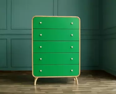 Комод с 5 ящиками дерево "Ellipse" зеленые фасады