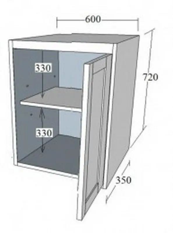 Шкаф настенный Шалёр 600х350х720 (петли справа)