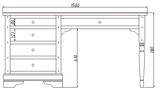 Стол с 4 ящиками Луи Филипп письменный ОВ 04