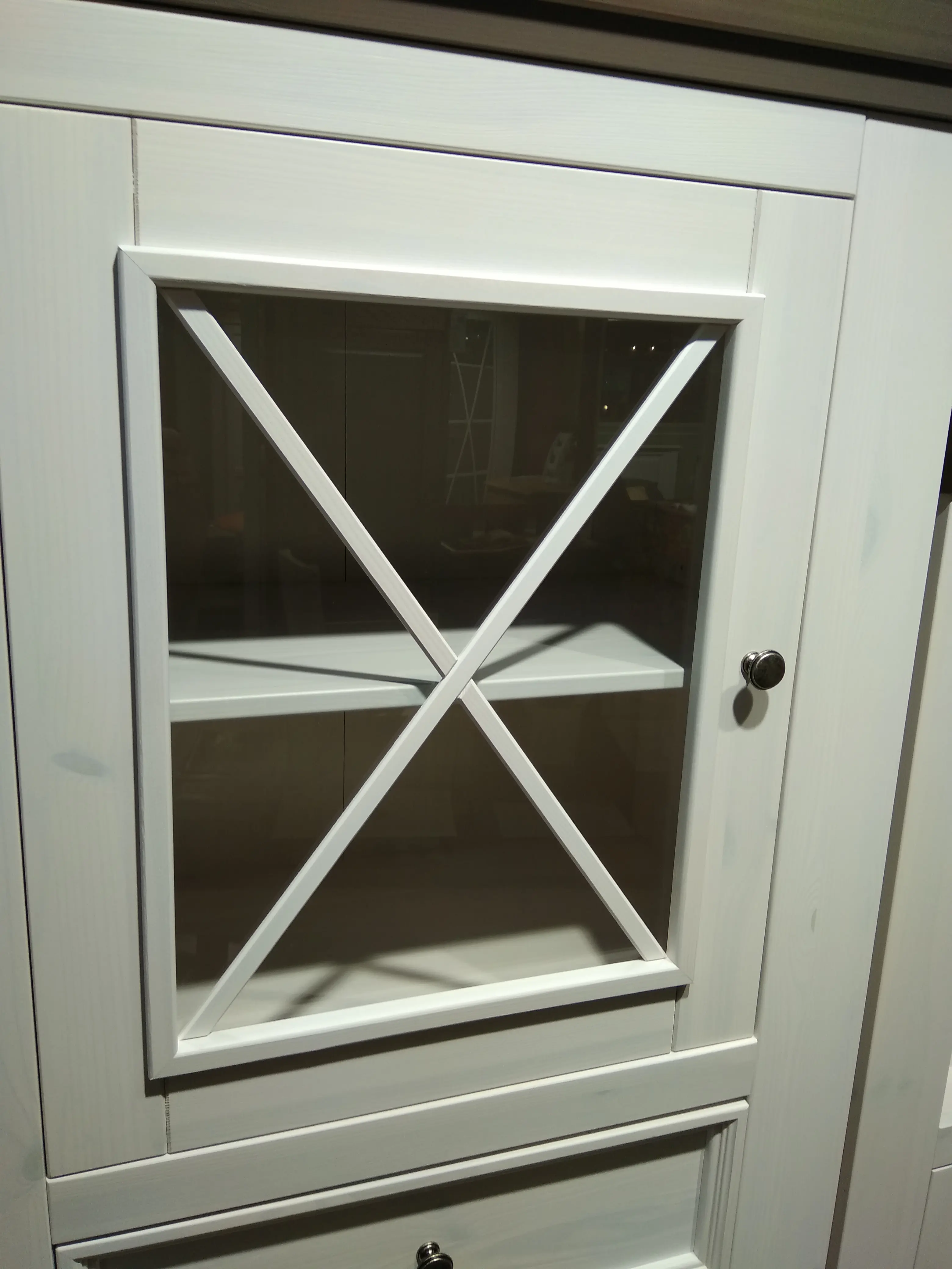 Шкаф Форест для посуды низкий 2-дверный с 1 ящиком белый воск/серый