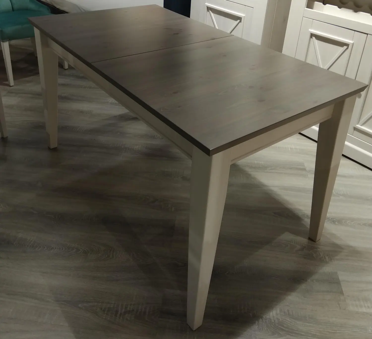 Стол Форест раздвижной 140 со вставкой белый воск/серый