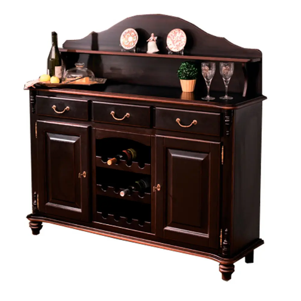 Тумба массив сосны Скандия 2-дверная с 3 ящиками с бутылочницей 1.17.02