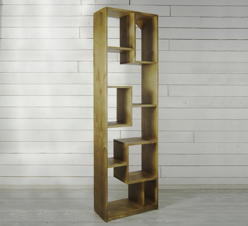 Узкий стеллаж в стиле Лофт "Aquarelle" из массива