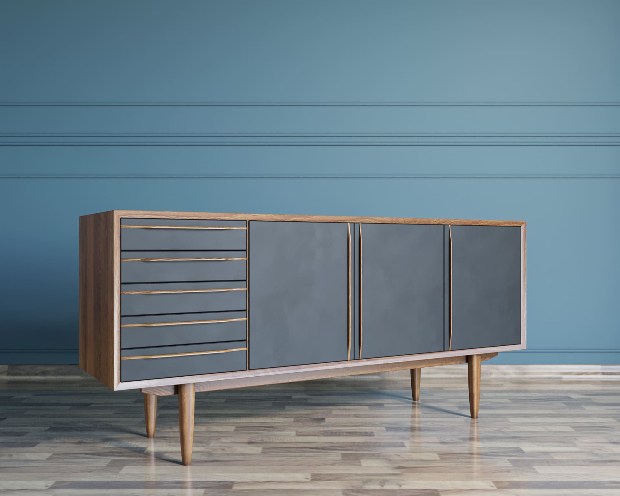 Комод с ящиками "Bruni Black" три дверки