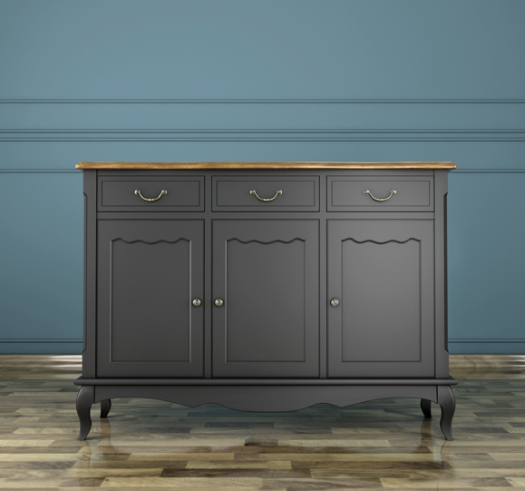 Комод 3 ящика массив "Leontina Black" (3 ящика и 3 двери)