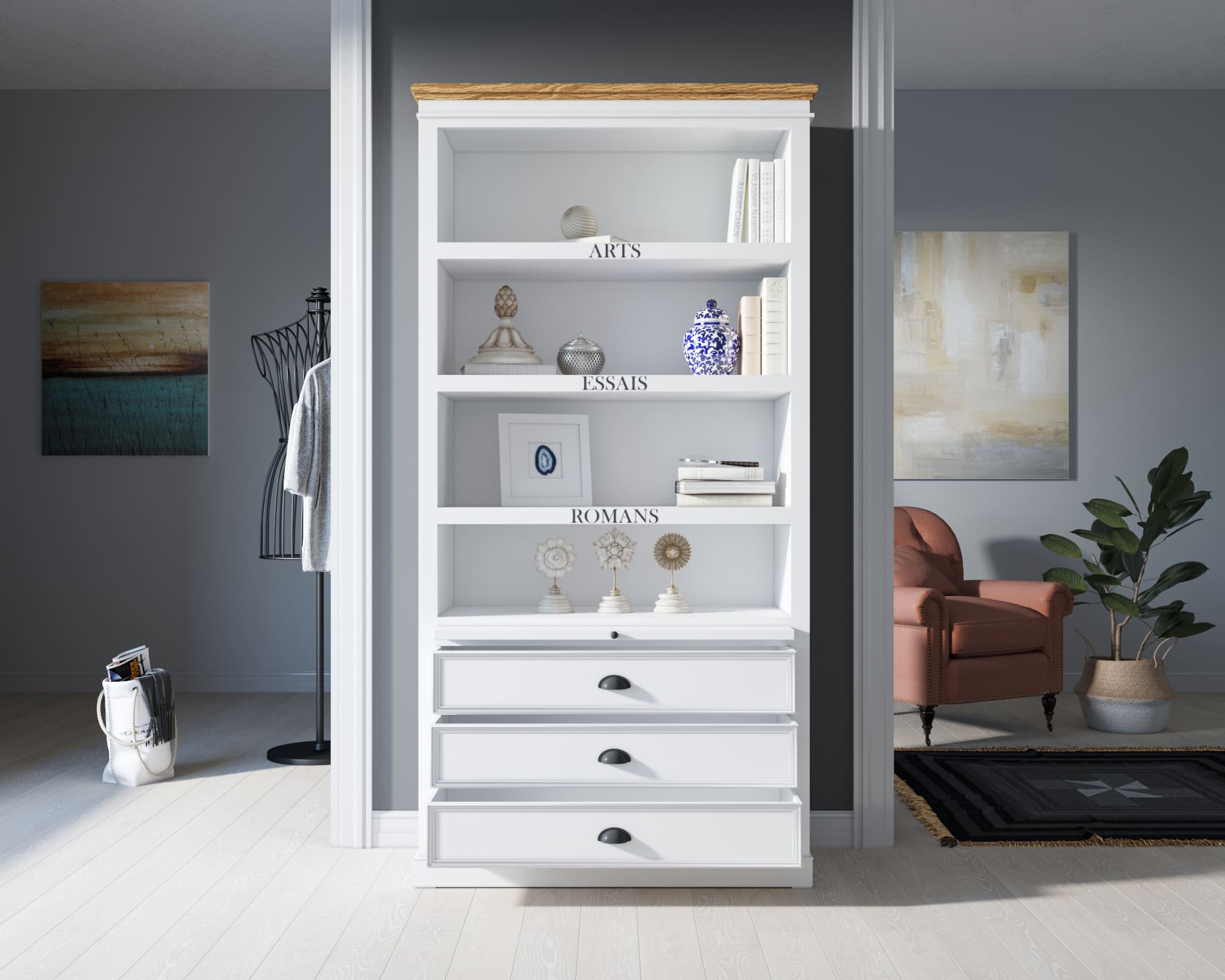 Белый стеллаж с ящиками и полками "Palermo"