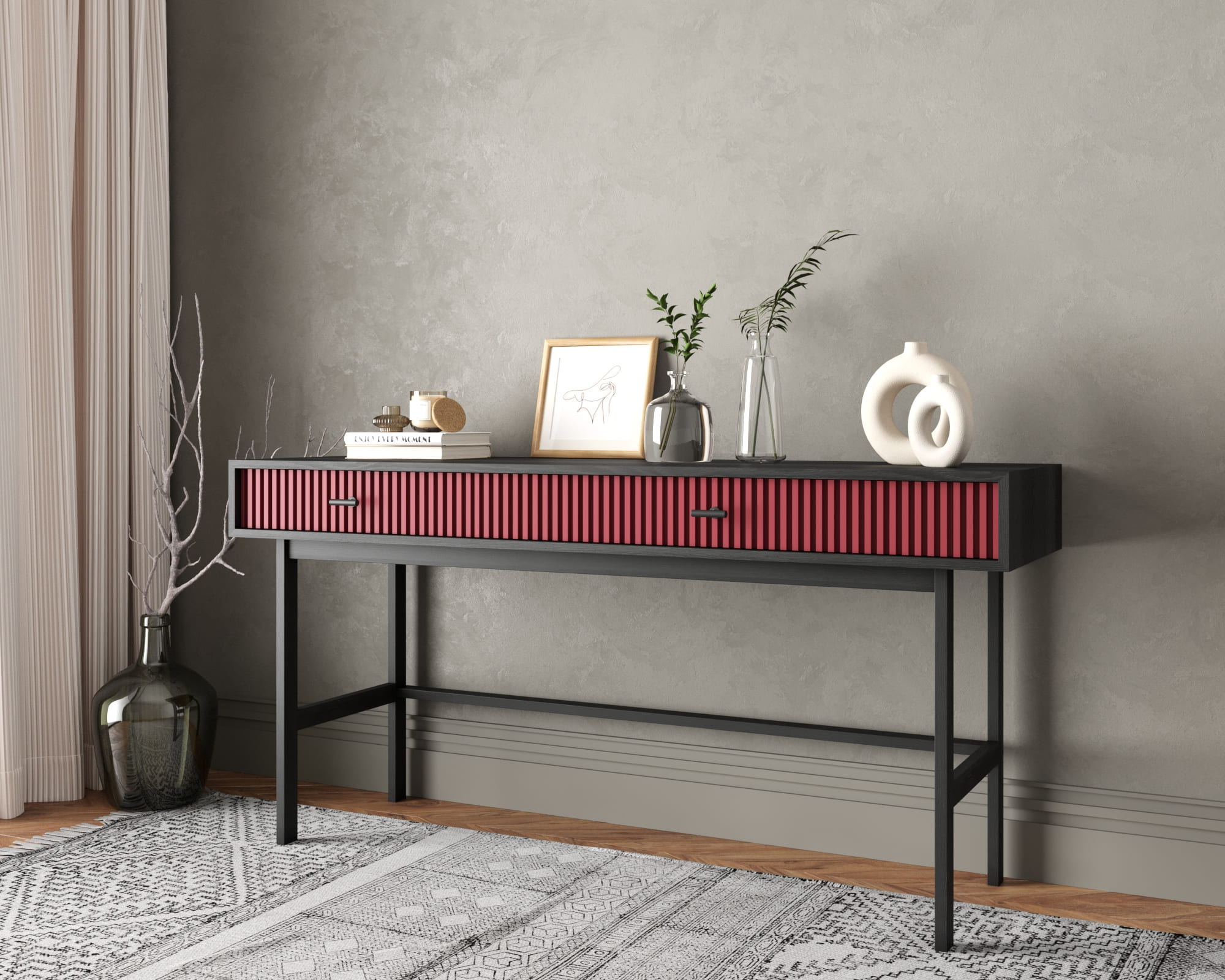 Консоль с двумя ящиками "Emerson" арт EM22/red/L