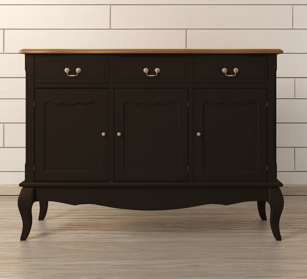 Комод 3 ящика массив "Leontina Black" (3 ящика и 3 двери)