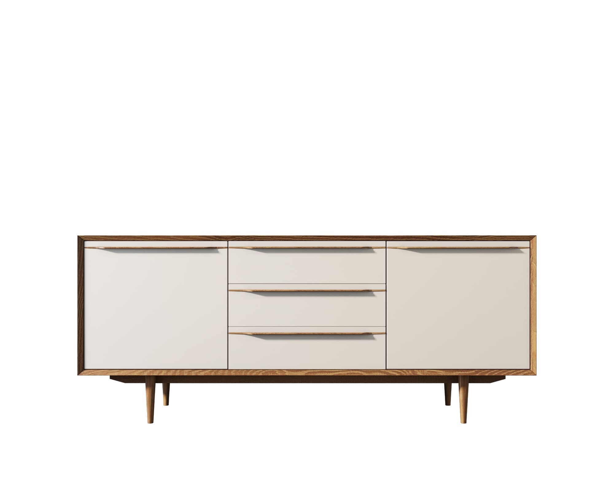 Комод "Bruni white" с тремя ящиками и дверками