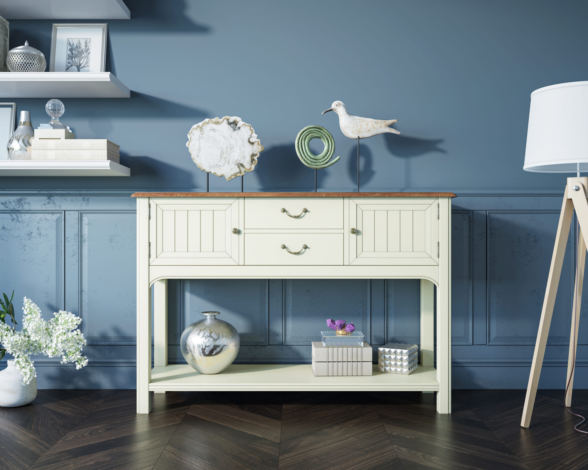 Консоль массив с ящиками "Olivia" в бежевом цвете