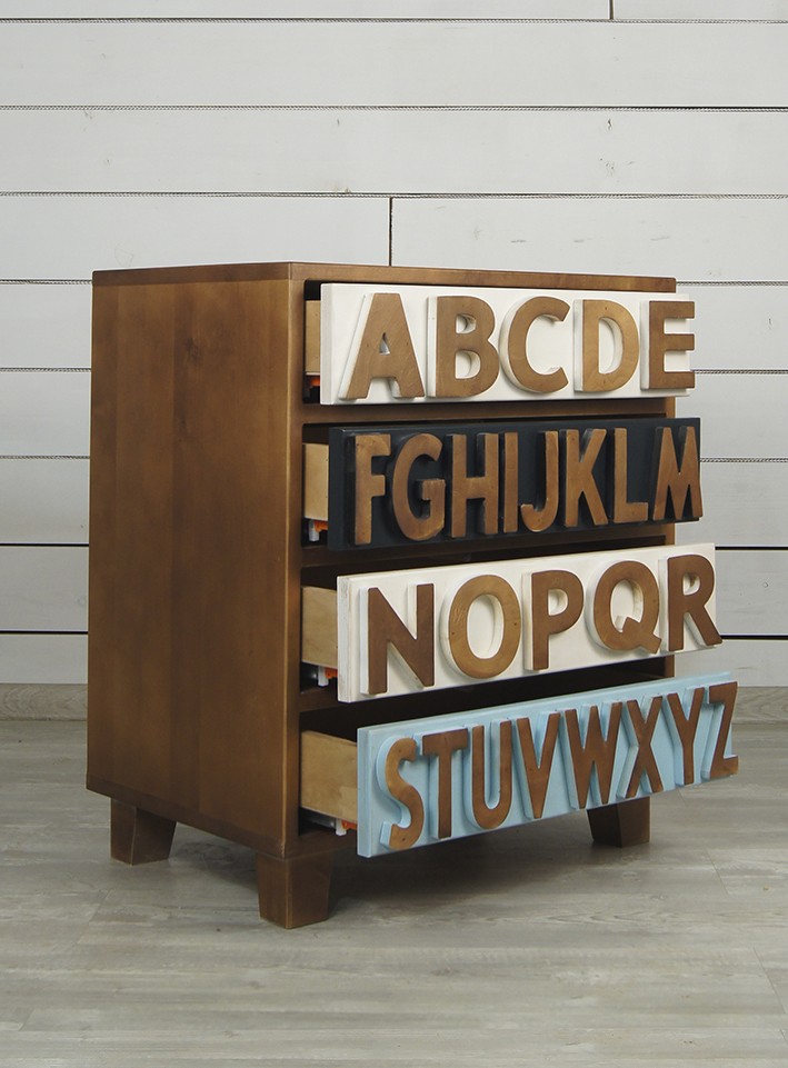 Маленький комод с ящиками "Alphabeto Birch" (4 ящика)