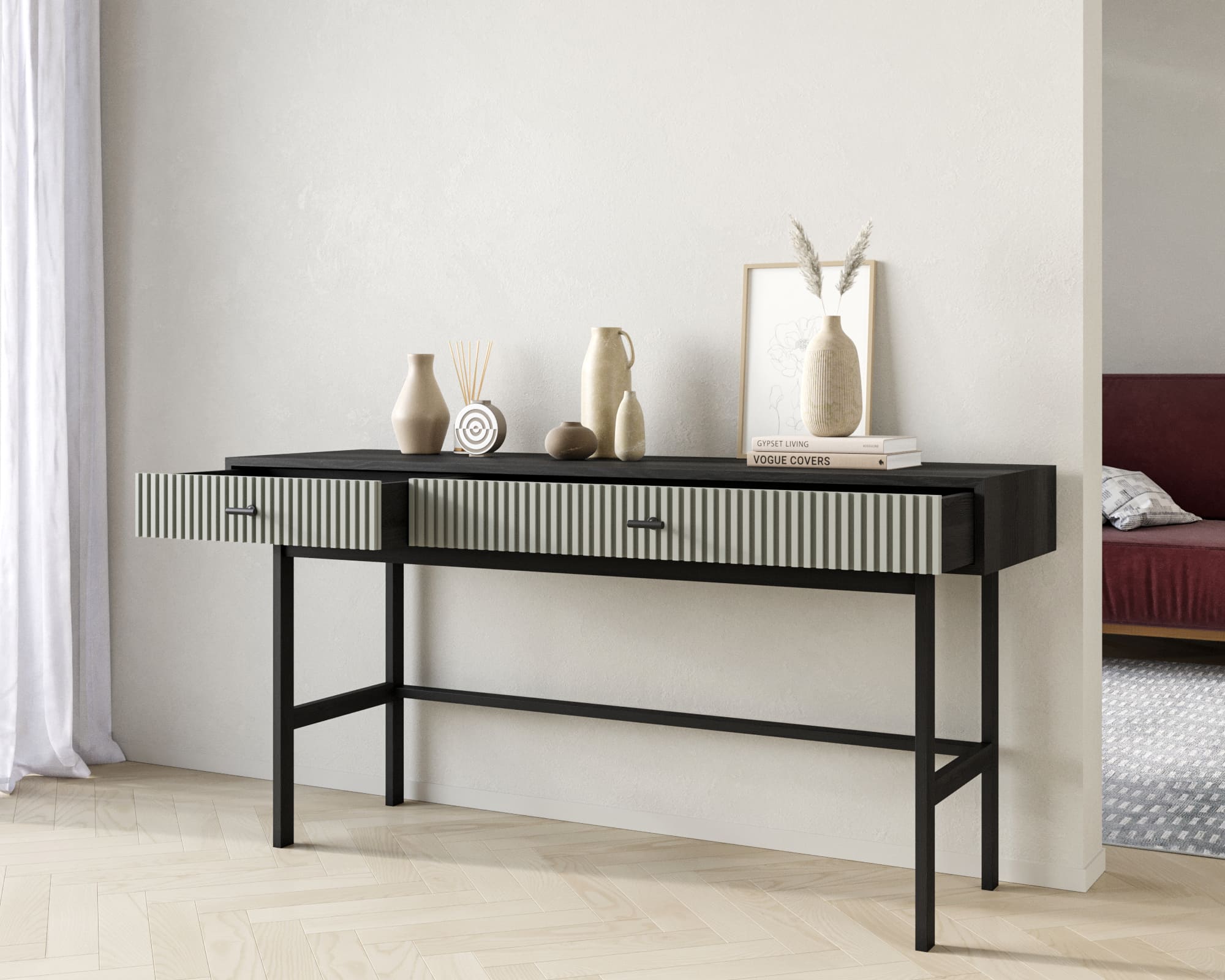 Консоль с двумя ящиками "Emerson" арт EM22/gray/L