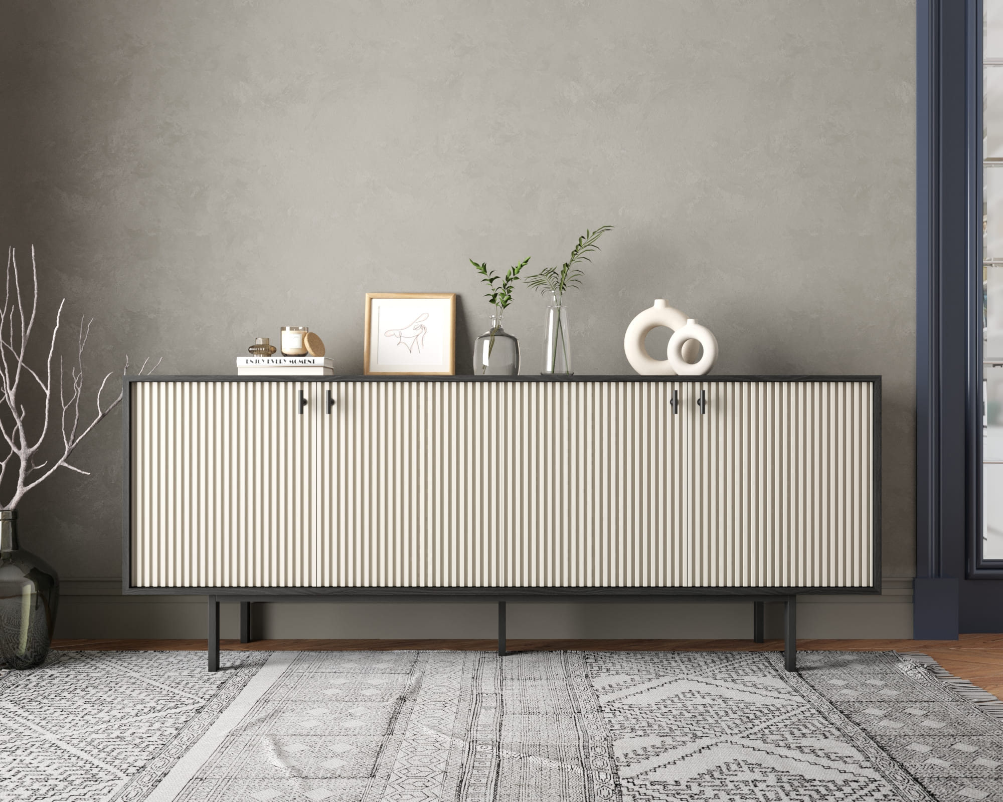 Комод с четырьмя дверками "Emerson" арт EM01/milky/L