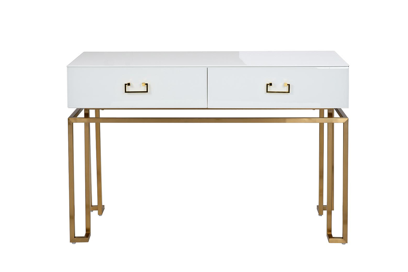 KFG070 Консоль, 2 ящика, белая/ золото