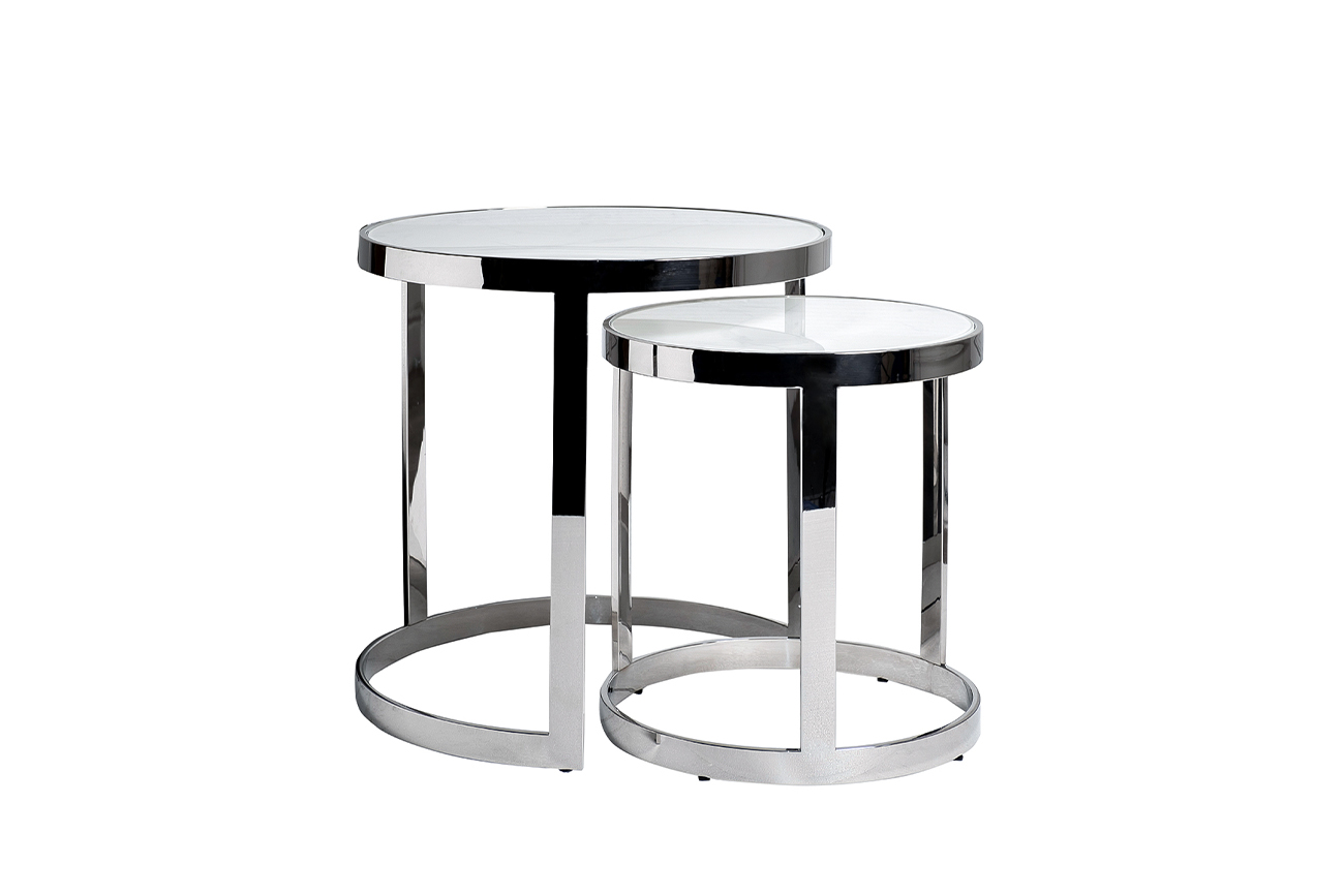 47ED-ET081S Столы журн(наб из 2шт)стекло мрам/хром