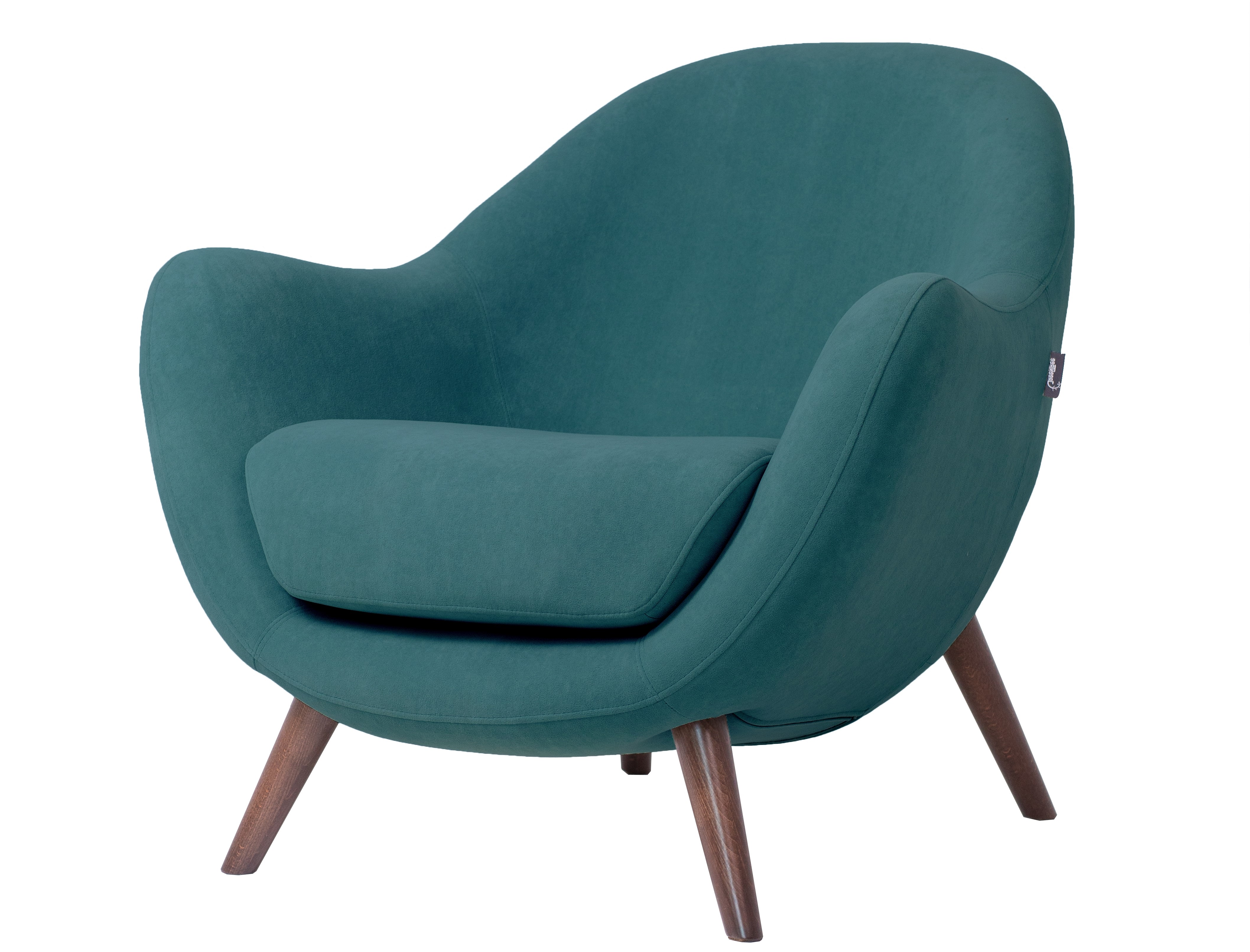 кресло Анхель Бархат Зеленый каркас Орех