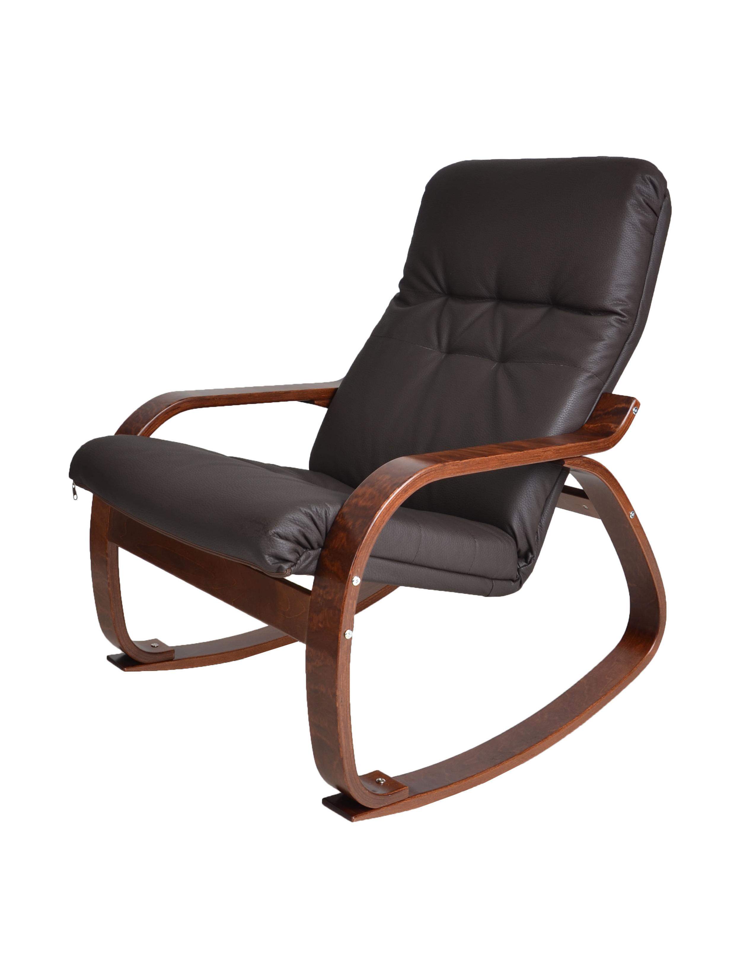 кресло-качалка Сайма Экокожа шоколад каркас Вишня