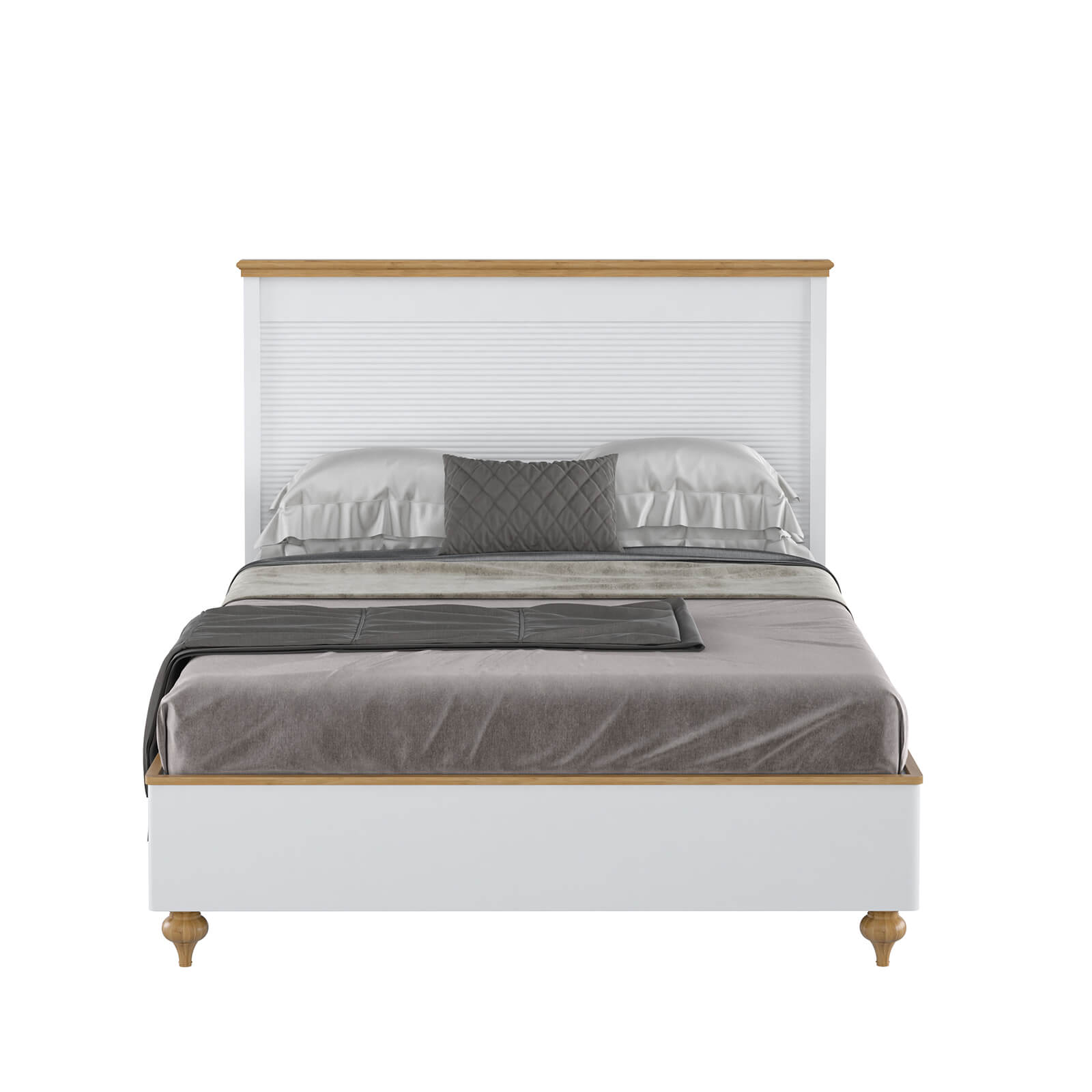 Кровать белая массив сосны и МДФ "Рандеву" 1400 (белый лак/антик-24)