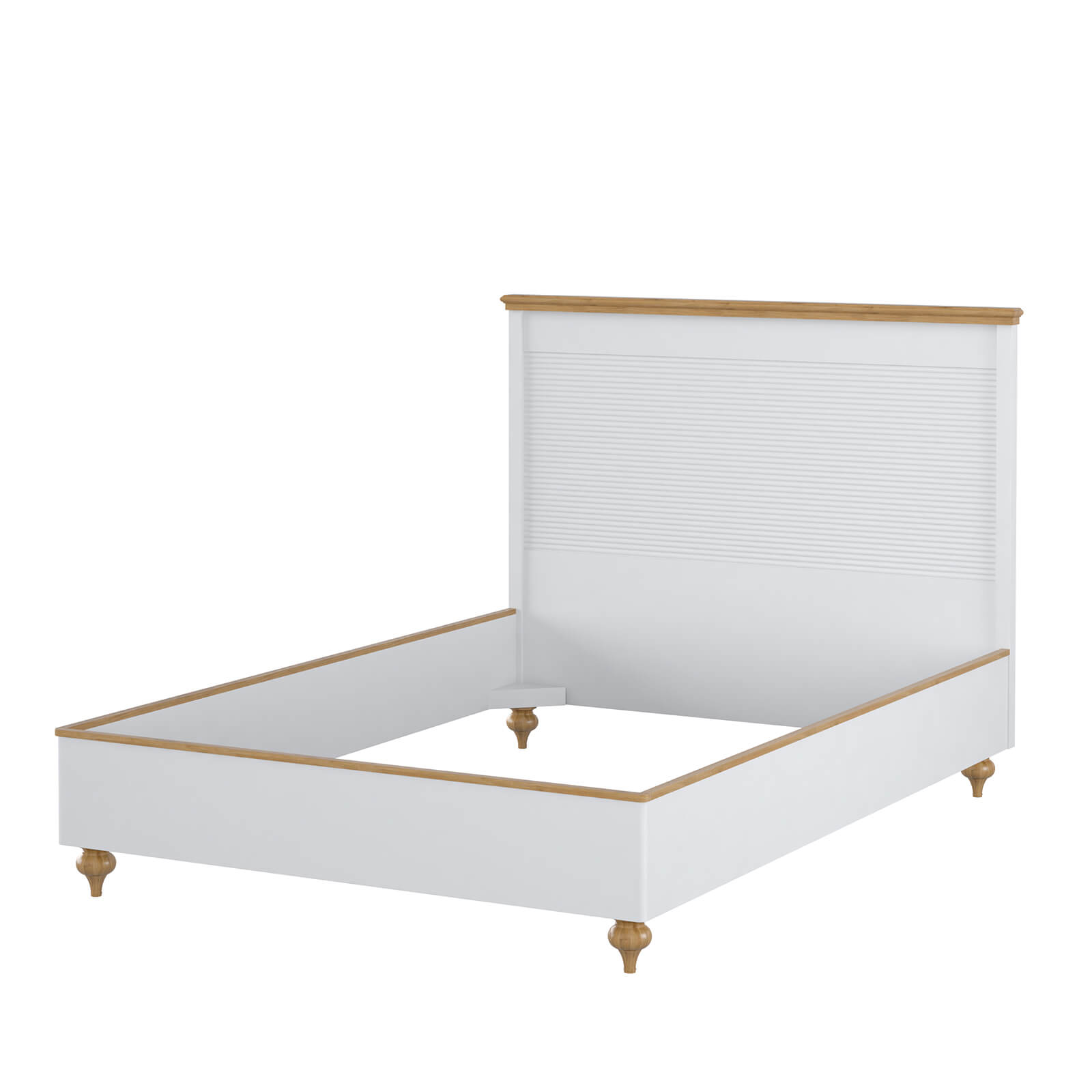 Кровать белая массив сосны и МДФ "Рандеву" 1400 (белый лак/антик-24)