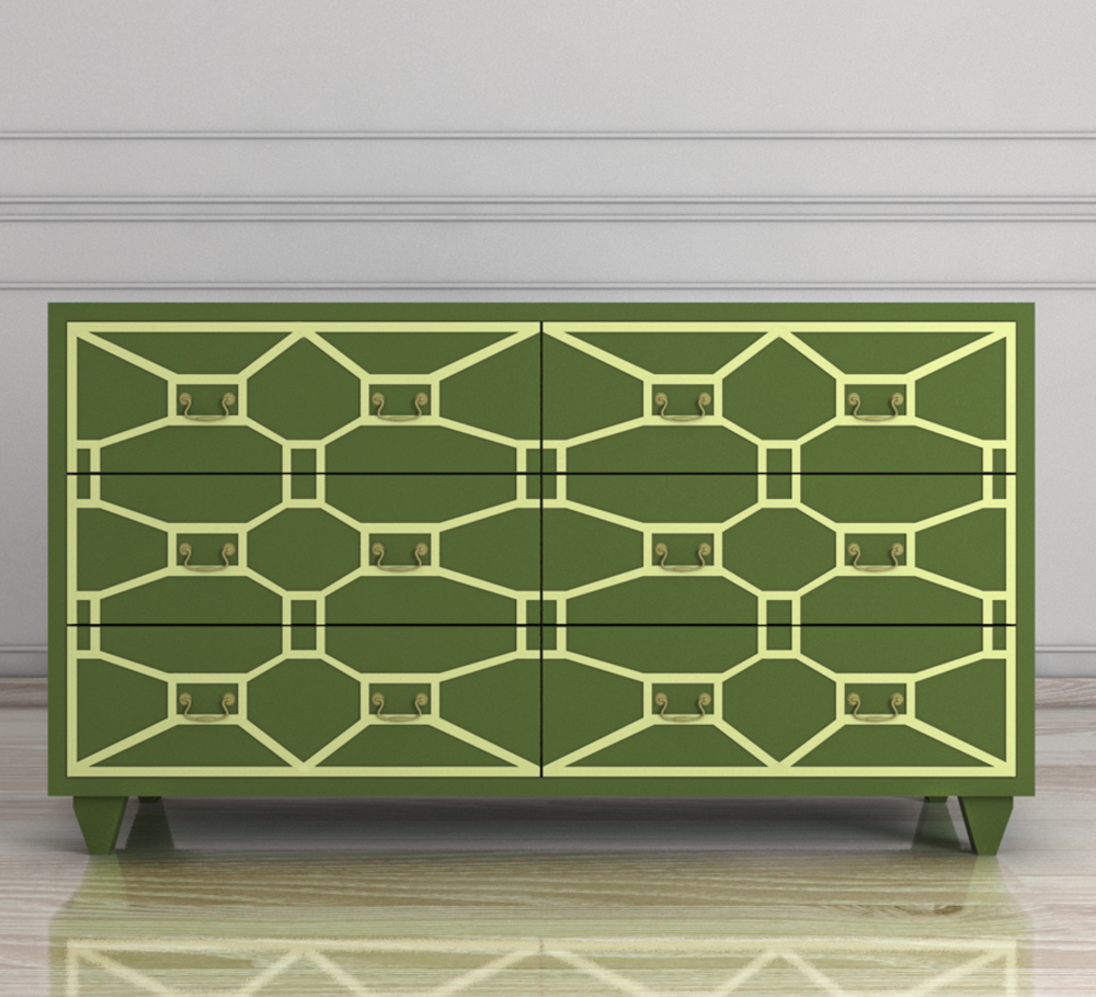 Зеленый комод «Emerald» 6 ящиков