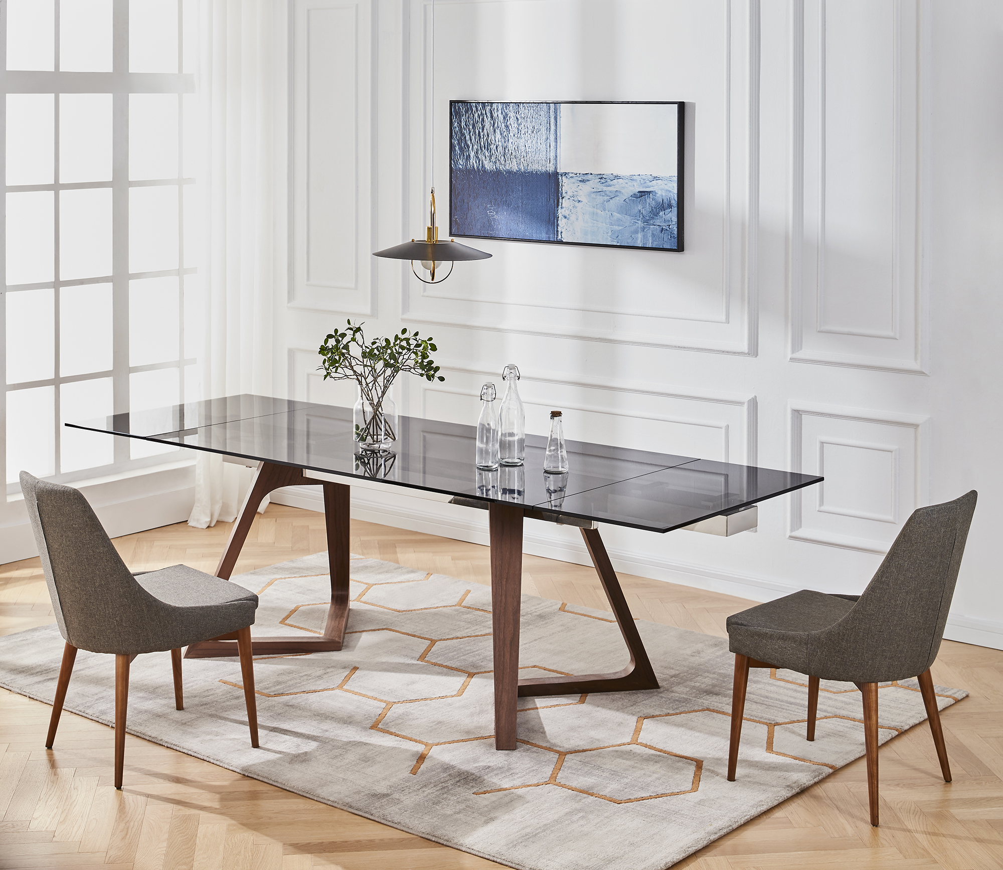 Стол обеденный раскладной Бостон Блэк MC-1772DT-S,160(240)х90х76см, затемненное стекло