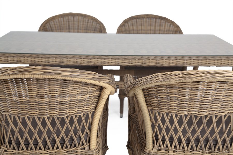 "Амантино" обеденная группа из искусственного ротанга на 6 персоны, цвет соломенный