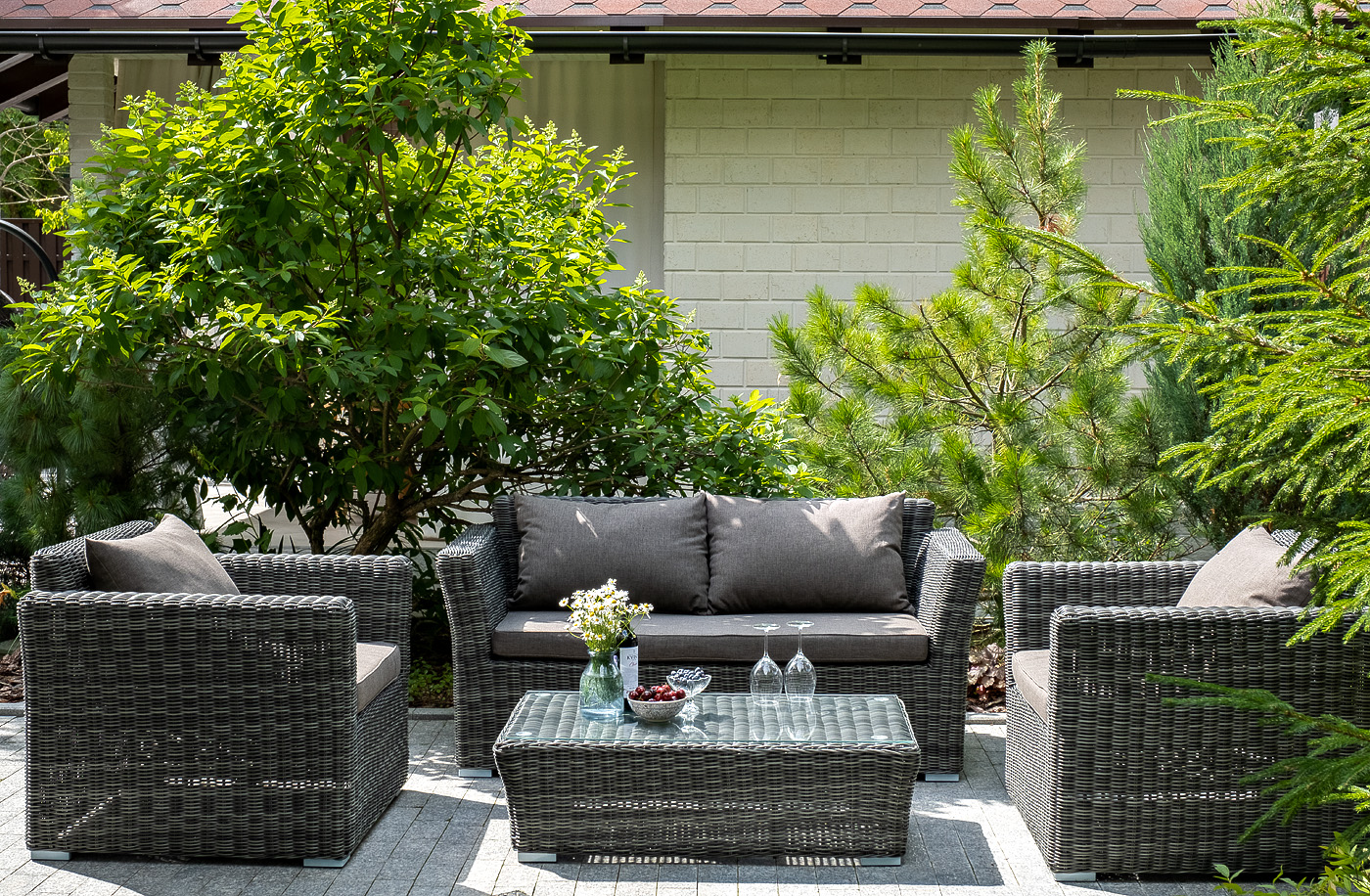 "Капуто" диван из искусственного ротанга двухместный, цвет графит