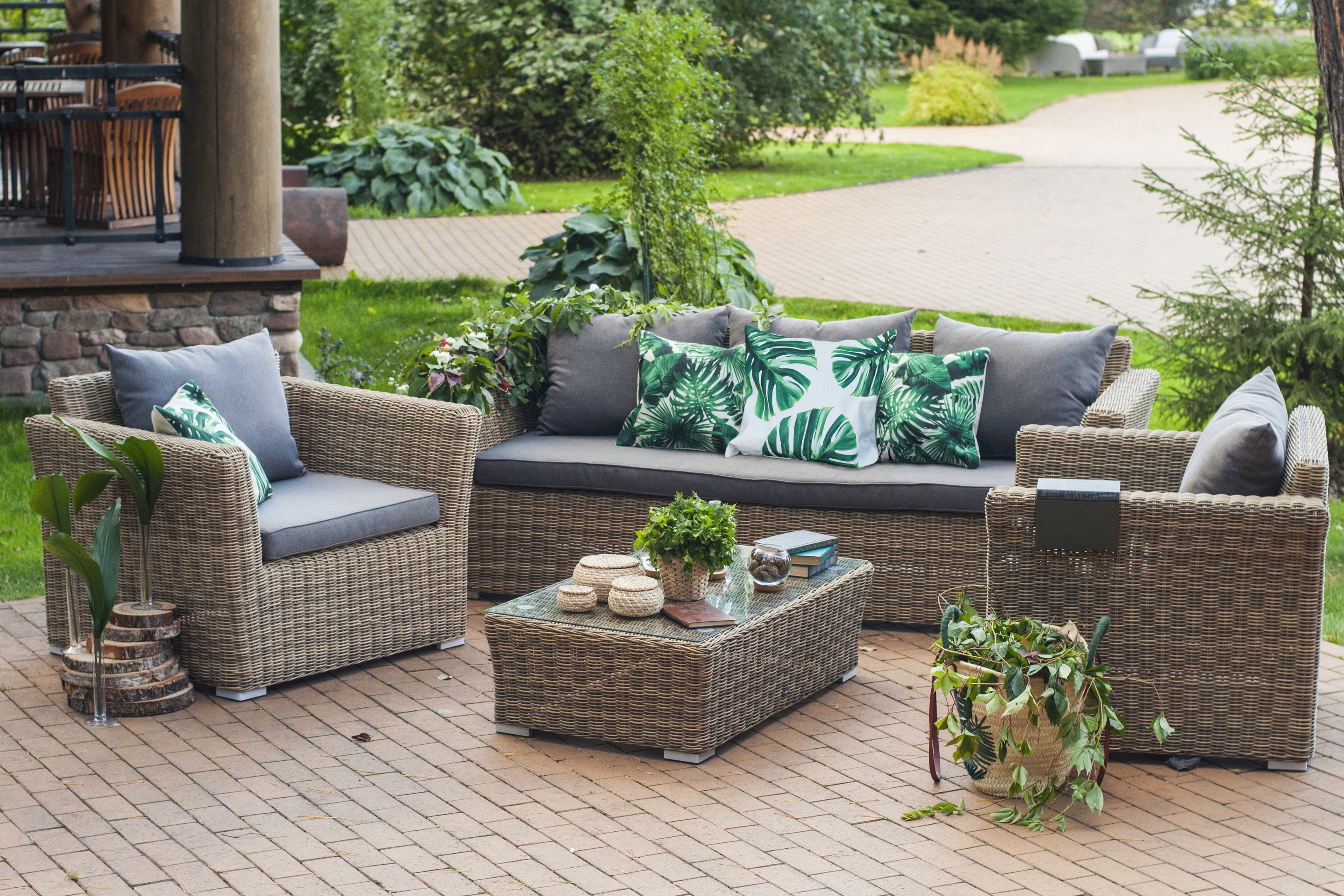 "Капуто" лаунж-зона из искусственного ротанга, цвет соломенный