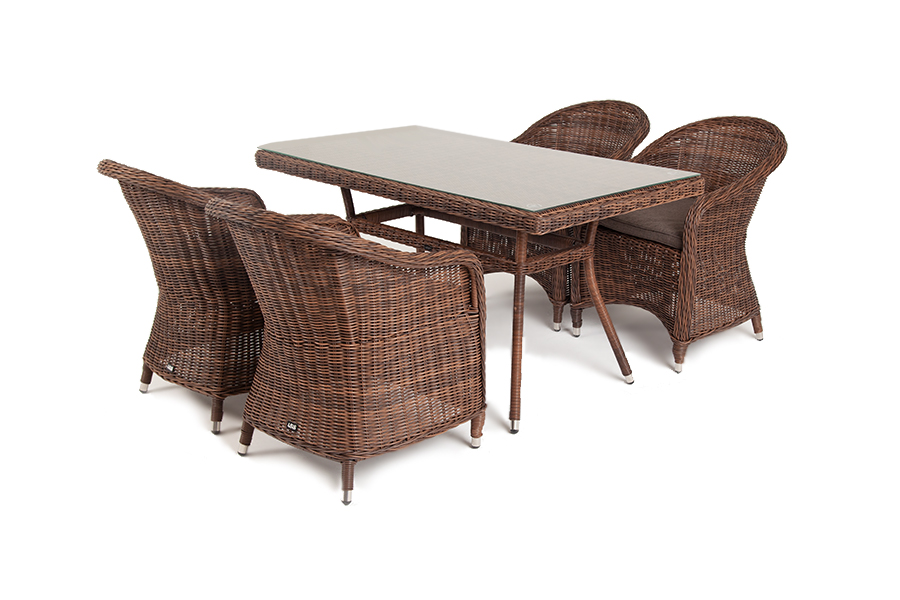 "Латтини–140 R" обеденная группа плетеная, цвет коричневый