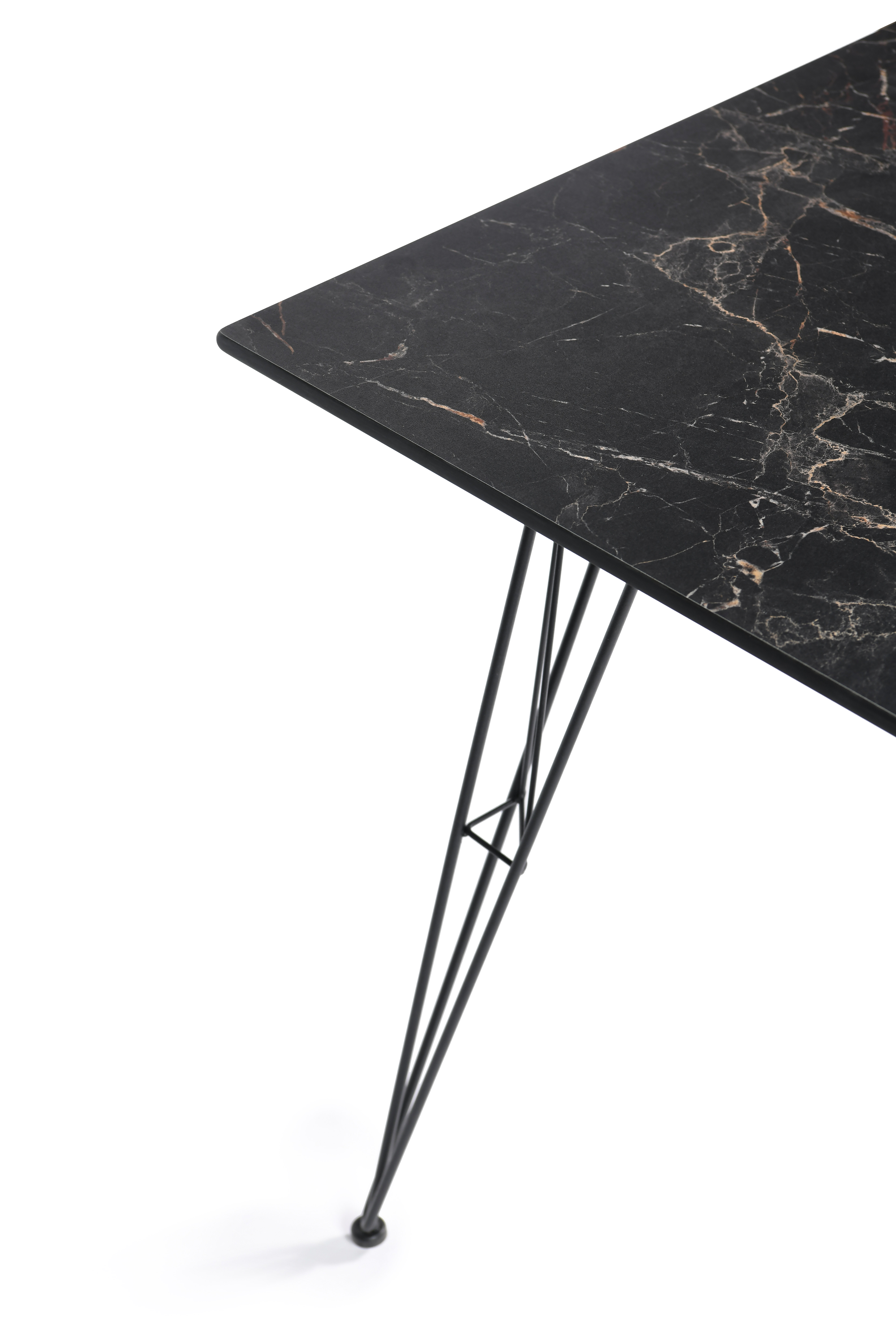 "Руссенто" обеденный стол из HPL 150х80см, цвет "черный мрамор"