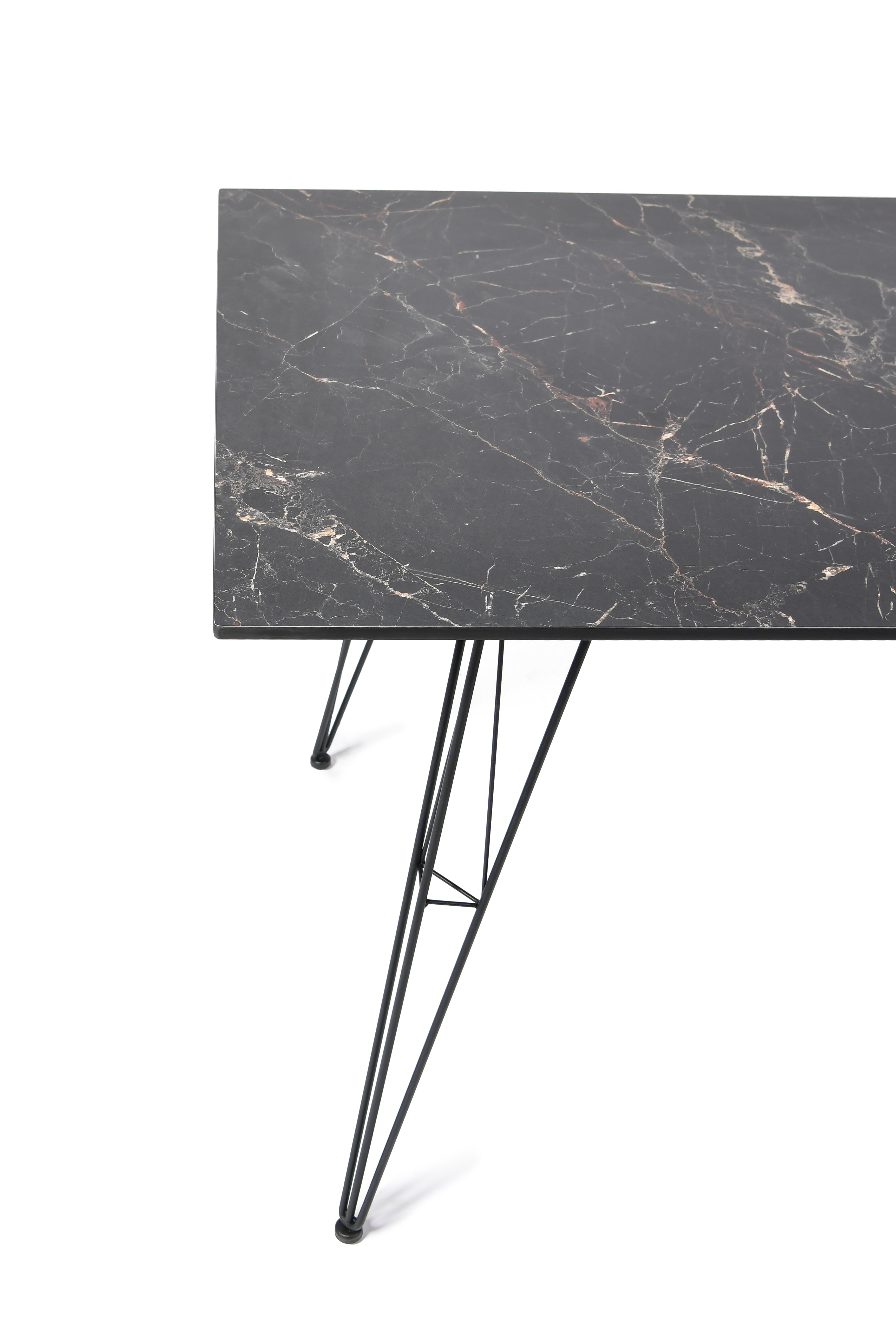 "Руссенто" обеденный стол из HPL 150х80см, цвет "черный мрамор"