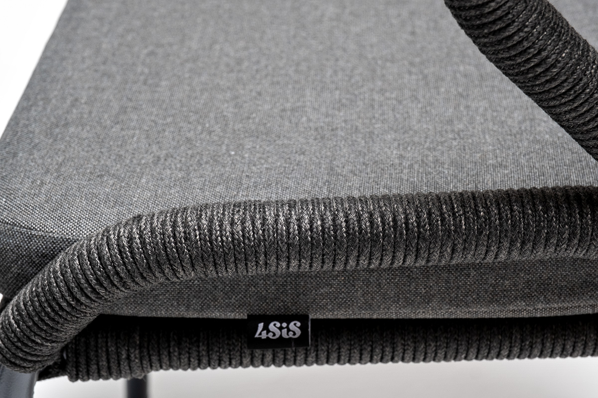 "Венецио" обеденная группа на 6 персон со стульями "Миленто", каркас темно-серый, роуп темно-серый