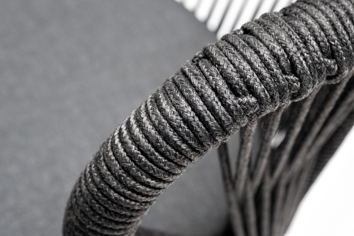 "Венецио" обеденная группа на 6 персон со стульями "Миленто", каркас темно-серый, роуп темно-серый